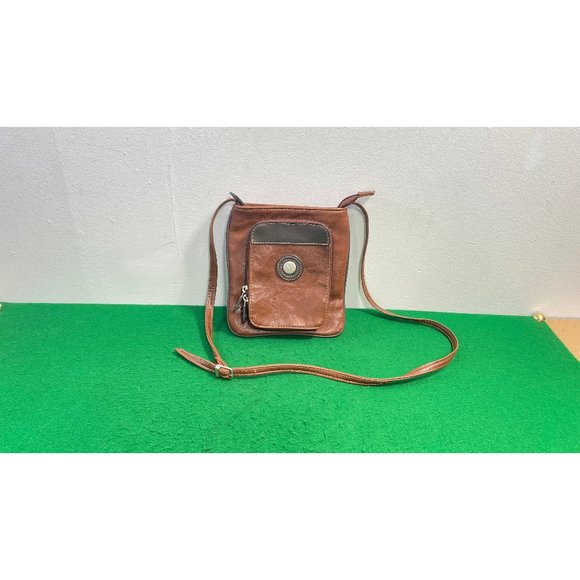 Boho Brown Hand Tooled Leather Purse Clutch 70’s, Mouflon Sacs-Bag Crossbody, - Picture 1 of 10